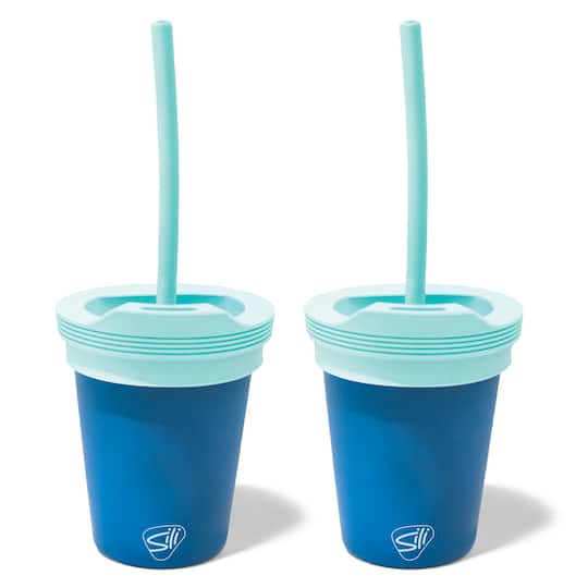 Silipint® 8oz. Deep Pool Kids Silicone Straw Tumblers, 2ct.